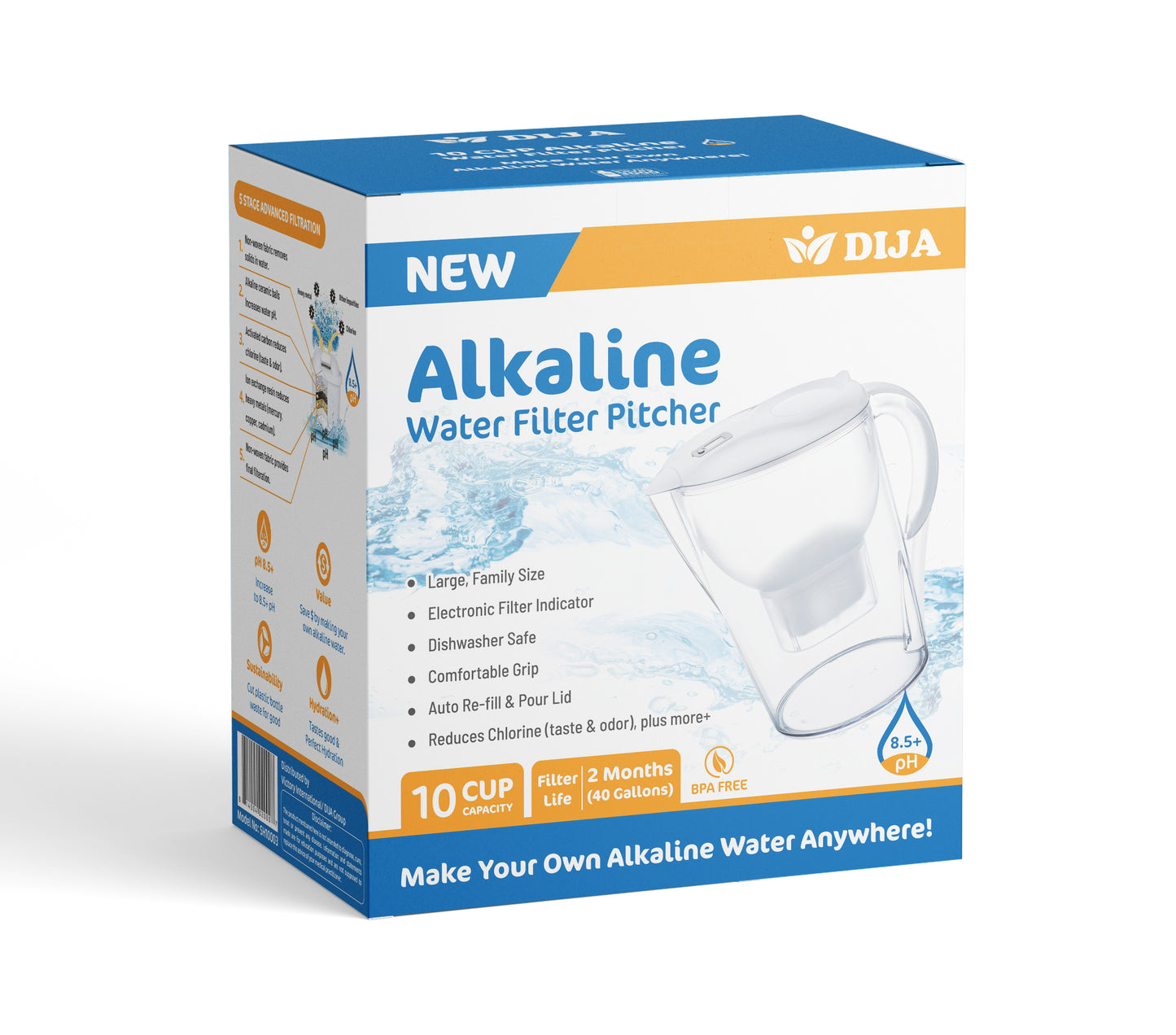 DIJA Clear Alkaline + Electolytes Water Filter Pitcher 3.5 L